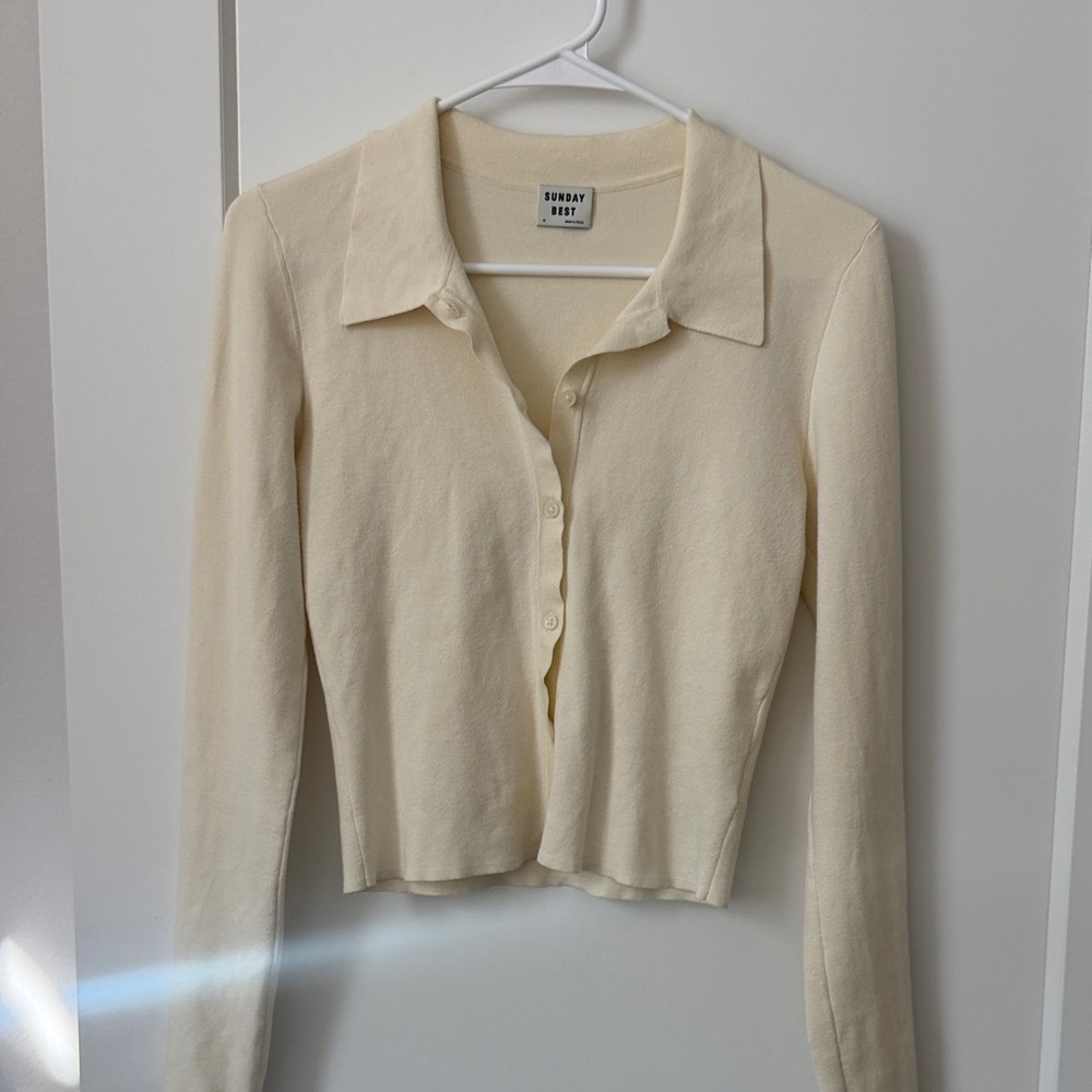 Sunday Best Ivory Button-Up Top
